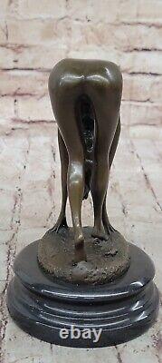 Signed High Quality Cesaro Art Deco Bronze Girl Base Statue Sale