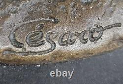 Signed High Quality Cesaro Art Deco Bronze Girl Base Statue Sale