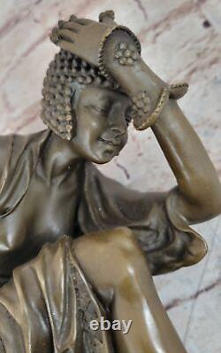 Signed J.R Colinet Bronze Art Deco Dancer Statue with Serpent Decor Home Sale