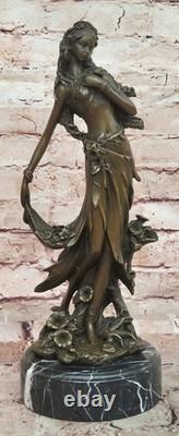 Signed Kassin Daydream Girl Bronze Art Deco Nouveau Marble Figurine Sculpture