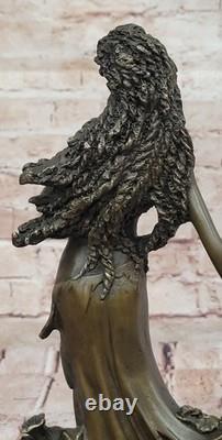 Signed Kassin Daydream Girl Bronze Art Deco Nouveau Marble Figurine Sculpture