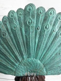 Signed M. Pellier, Art Deco Bronze Statue Peacock Dancer Lost Wax Method