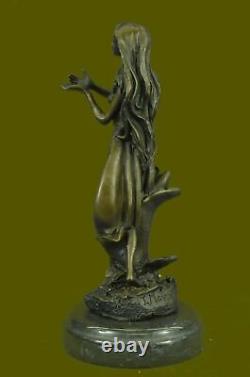 Signed Mavchi Bronze Statue Art New Deco Flower Girl Figure Decoration Sale