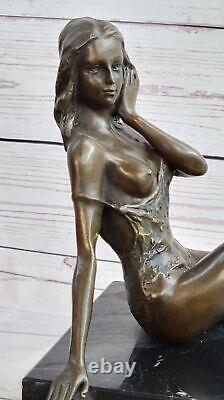 Signed Mavchi Bronze Statue Style Art Nouveau Deco Nude Girl Figure Case