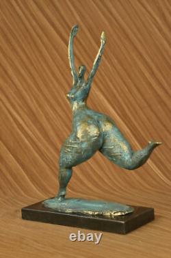 Signed Milo Abstract Nude Woman Bronze Sculpture Figurine Modern Art Deco