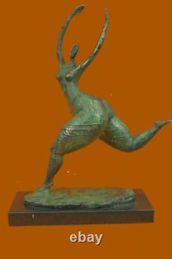 Signed Milo Abstract Nude Woman Bronze Sculpture Figurine Modern Art Deco