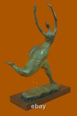 Signed Milo Abstract Nude Woman Bronze Sculpture Figurine Modern Art Deco