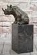 Signed Milo Animal Statue With Bronze Art Deco Style Figurine Opening