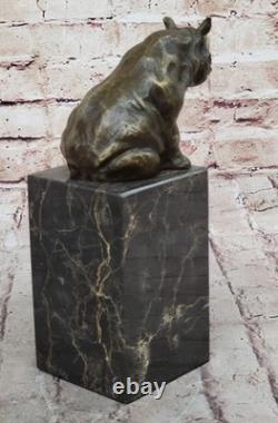 Signed Milo Animal Statue with Bronze Art Deco Style Figurine Opening
