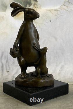 Signed Milo Bronze Sculpture Statue Art Rabbit Home Garden Decor Figurine