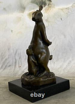 Signed Milo Bronze Sculpture Statue Art Rabbit Home Garden Decor Figurine