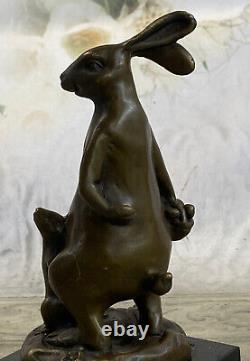 Signed Milo Bronze Sculpture Statue Art Rabbit Home Garden Decor Figurine