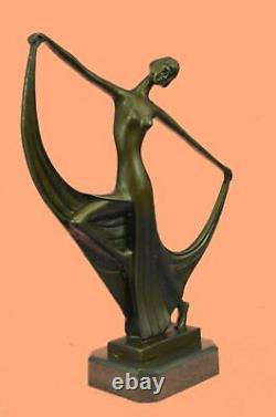 Signed Milo Original Genuine Bronze Art Deco Dancer Sculpture Decor