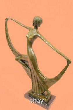 Signed Milo Original Genuine Bronze Art Deco Dancer Sculpture Decor