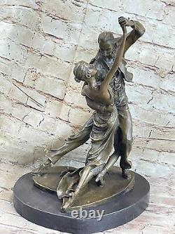 Signed Milo: Unique Young Dancer with White Skirt Bronze Art Deco Sculpture