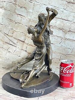 Signed Milo: Unique Young Dancer with White Skirt Bronze Art Deco Sculpture