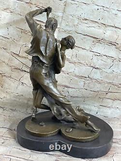 Signed Milo: Unique Young Dancer with White Skirt Bronze Art Deco Sculpture