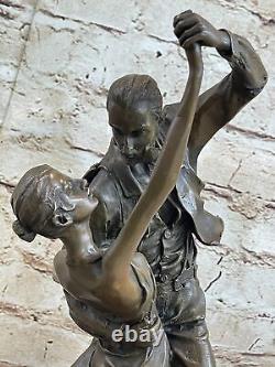 Signed Milo: Unique Young Dancer with White Skirt Bronze Art Deco Sculpture