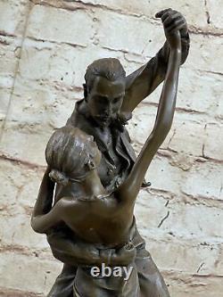 Signed Milo: Unique Young Dancer with White Skirt Bronze Art Deco Sculpture