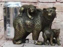 Signed Original Bear Family Portrait Bust Bronze Sculpture Art Deco