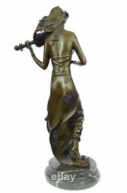Signed Original Collection Art Deco by Jean the Female Violin Player Bronze Art