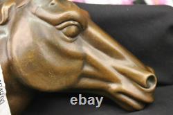 Signed Original Thomas Wall Mount Horse Head Bust Bronze Sculpture Art Deco