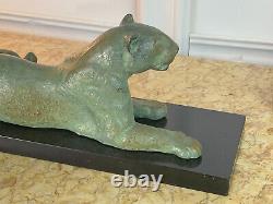 Signed Rulas Regula A Patine Verte /bronze On Socle Marble Black