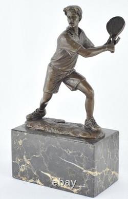 Signed Solid Bronze Tennis Statue Sculpture in Art Deco / Art Nouveau Style