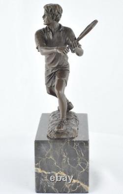 Signed Solid Bronze Tennis Statue Sculpture in Art Deco / Art Nouveau Style