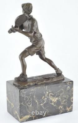 Signed Solid Bronze Tennis Statue Sculpture in Art Deco / Art Nouveau Style