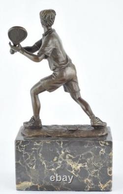 Signed Solid Bronze Tennis Statue Sculpture in Art Deco / Art Nouveau Style