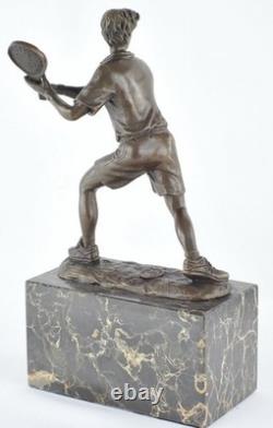 Signed Solid Bronze Tennis Statue Sculpture in Art Deco / Art Nouveau Style