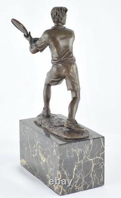 Signed Solid Bronze Tennis Statue Sculpture in Art Deco / Art Nouveau Style