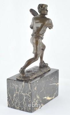 Signed Solid Bronze Tennis Statue Sculpture in Art Deco / Art Nouveau Style
