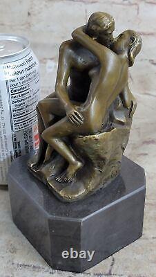 Signed The Kiss by French Sculptor Rodin Bronze Erotic Art Deco Sculpture
