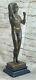 Signed Vintage Classic Bronze Sculpture Erotic Art Deco Nude Gay Male Statue