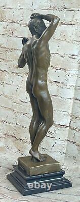 Signed Vintage Classic Bronze Sculpture Erotic Art Deco Nude Gay Male Statue