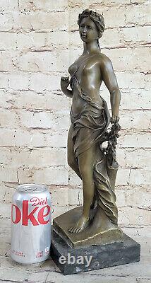 Signedmoreaubronze Statue Art New Deco Flower Girl Figure Deco Chair