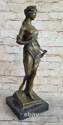 Signedmoreaubronze Statue Art New Deco Flower Girl Figure Deco Chair