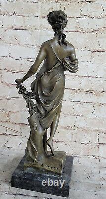 Signedmoreaubronze Statue Art New Deco Flower Girl Figure Deco Chair