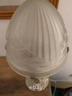 Silver Bronze Lamp Art Deco Glass Obus 1930 Signed Schneider France And Numbered