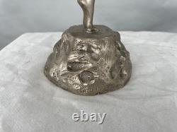 Silvered bronze Art Deco female statuette by Le Falgays