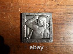 Silvered bronze plaque in Art Deco style by Rau 60x60