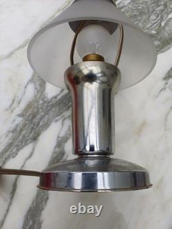 Small Art Deco Mushroom Lamp in Silvered Chrome Bronze