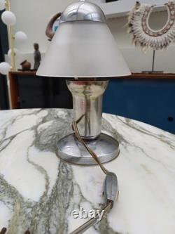 Small Art Deco Mushroom Lamp in Silvered Chrome Bronze