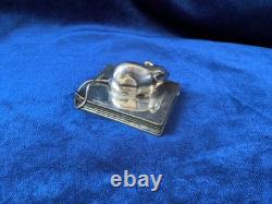 Small silver-plated bronze mouse sculpture with articulated tail, Art Deco
