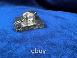 Small silver-plated bronze mouse sculpture with articulated tail, Art Deco