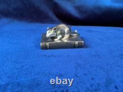 Small silver-plated bronze mouse sculpture with articulated tail, Art Deco