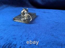 Small silver-plated bronze mouse sculpture with articulated tail, Art Deco