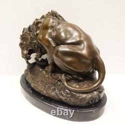 Solid Bronze Animalier Style Art Deco Style Art Nouveau Statue Sculpture Lion